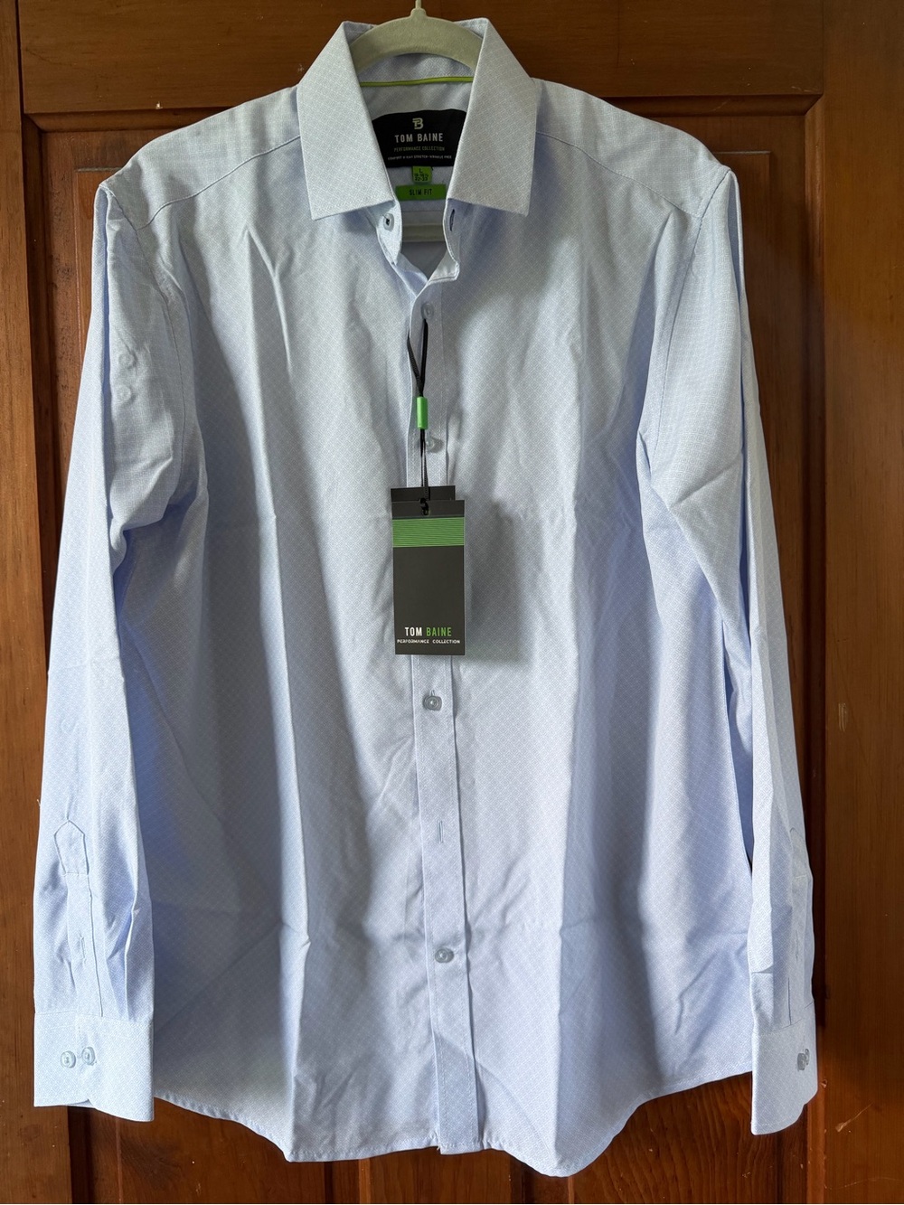 Tom Baine - Light Blue Men's Dress Shirt - Slim Fit - L